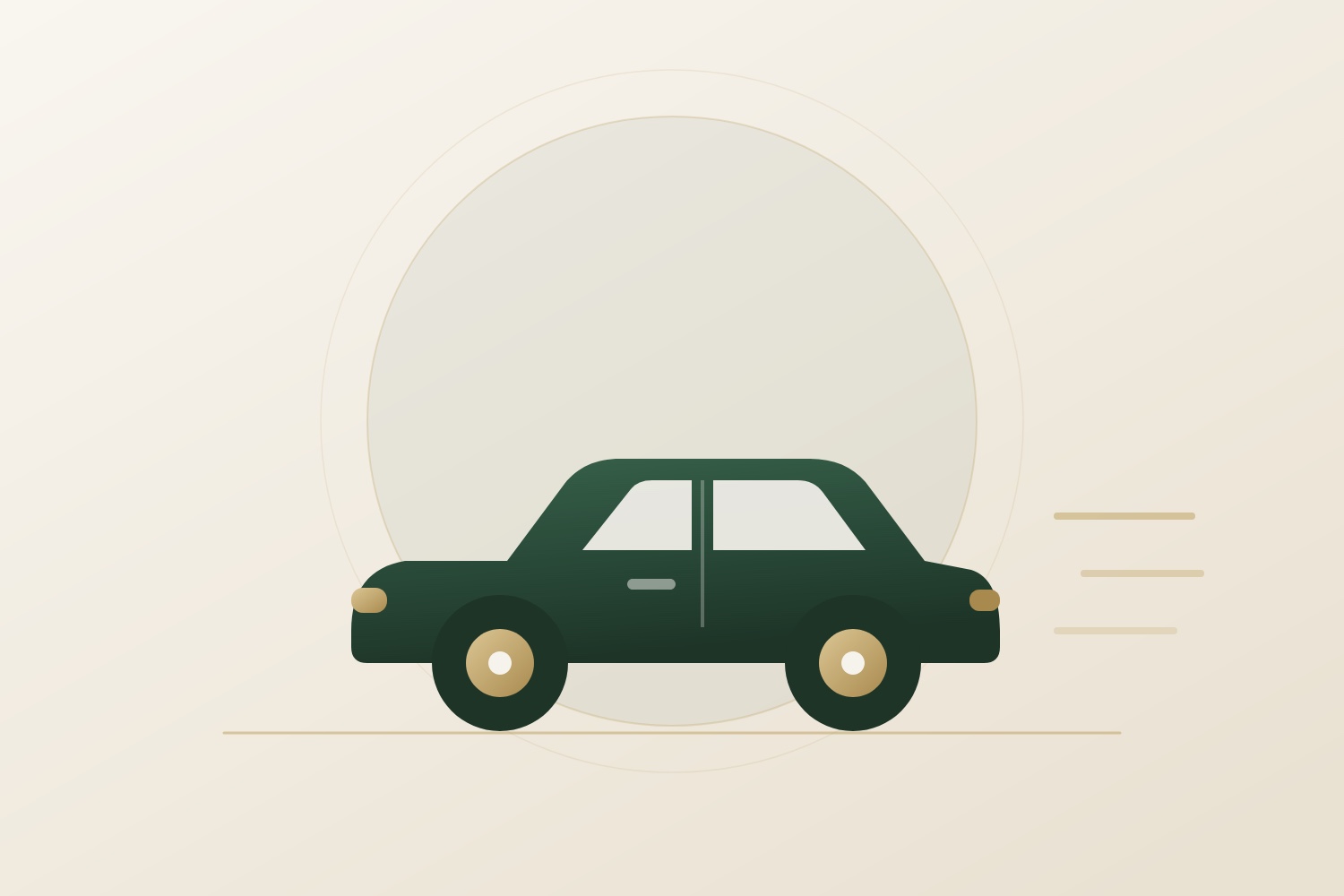 Illustration zur KFZ-Versicherung: ein Auto in Seitenansicht im Markenstil von HG-Allfinanz.