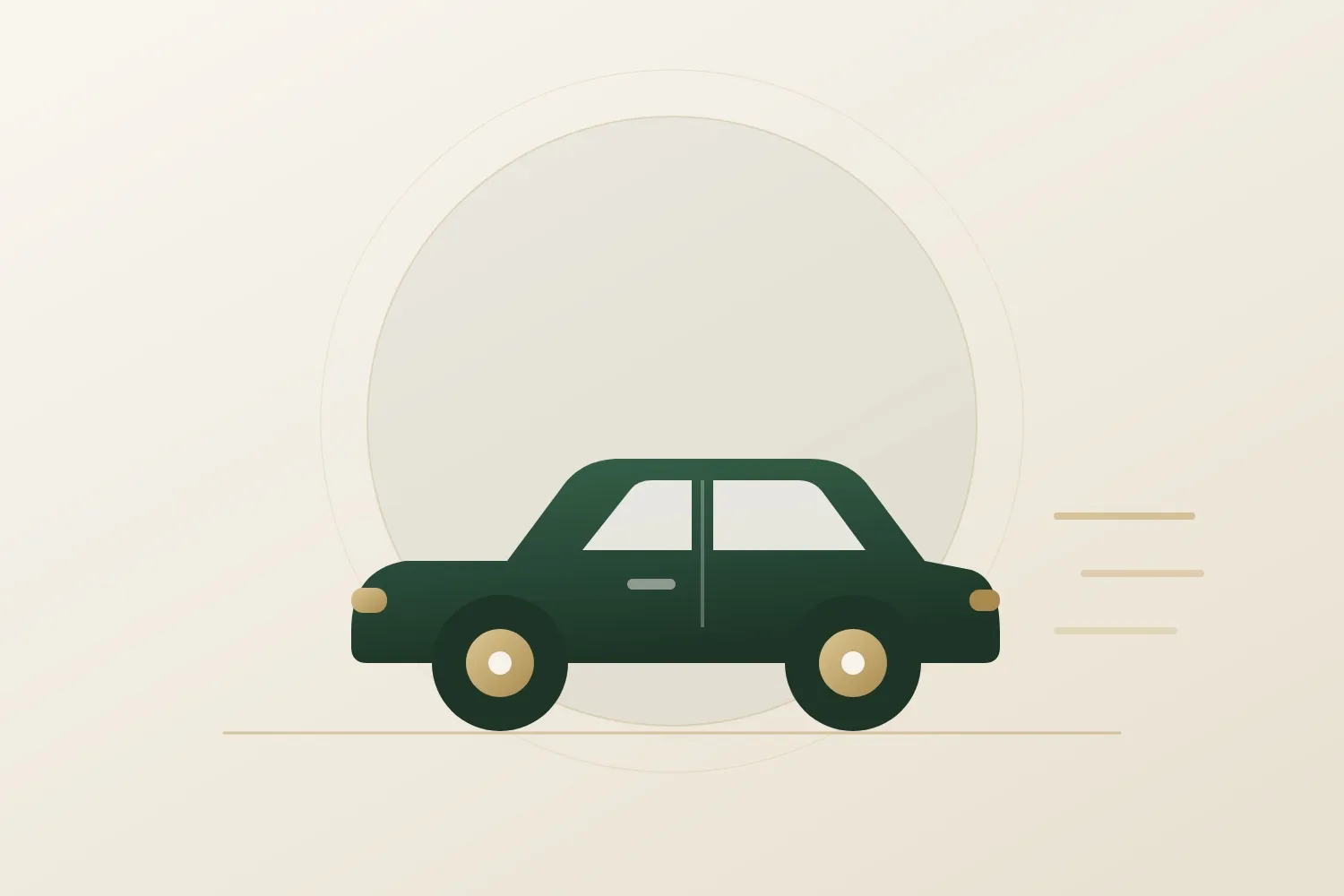 Illustration zur KFZ-Versicherung: ein Auto in Seitenansicht im Markenstil von HG-Allfinanz.